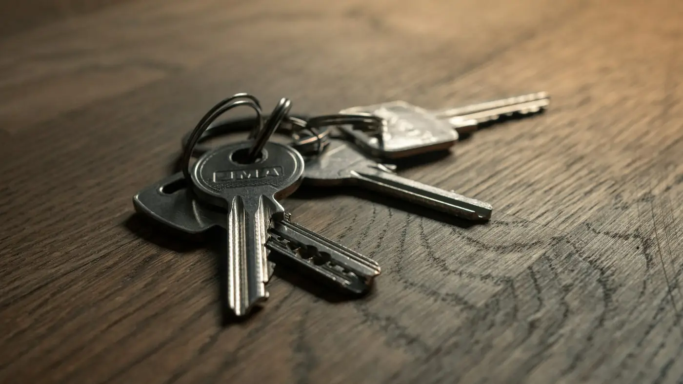 House keys on a table