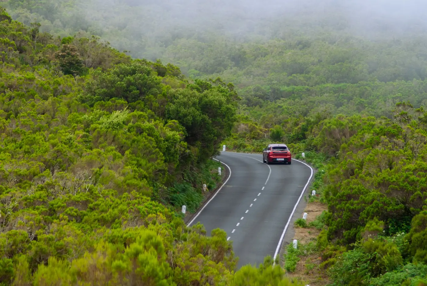 A car on a mountain road