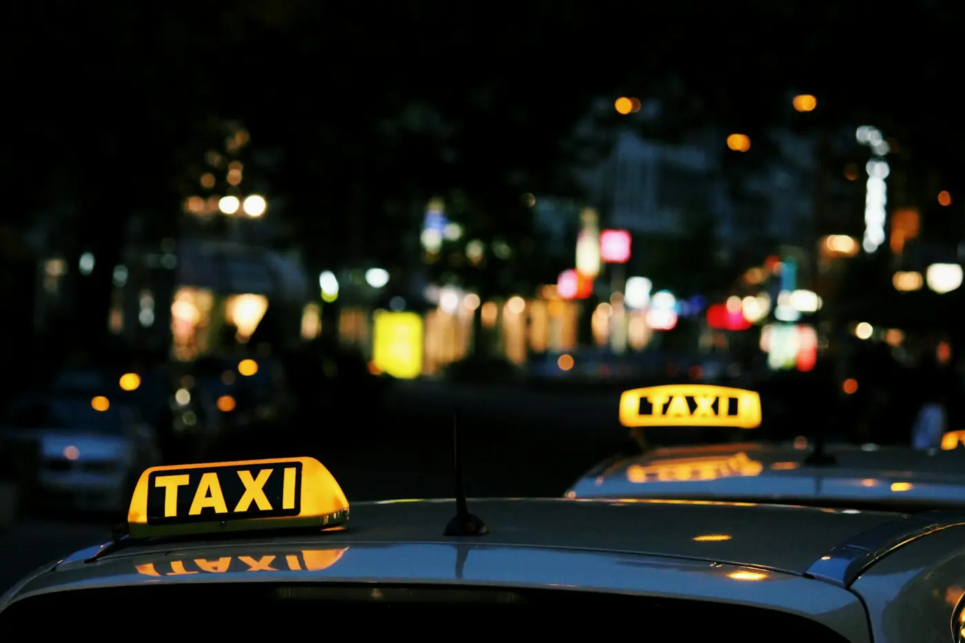 Taxi sign at night