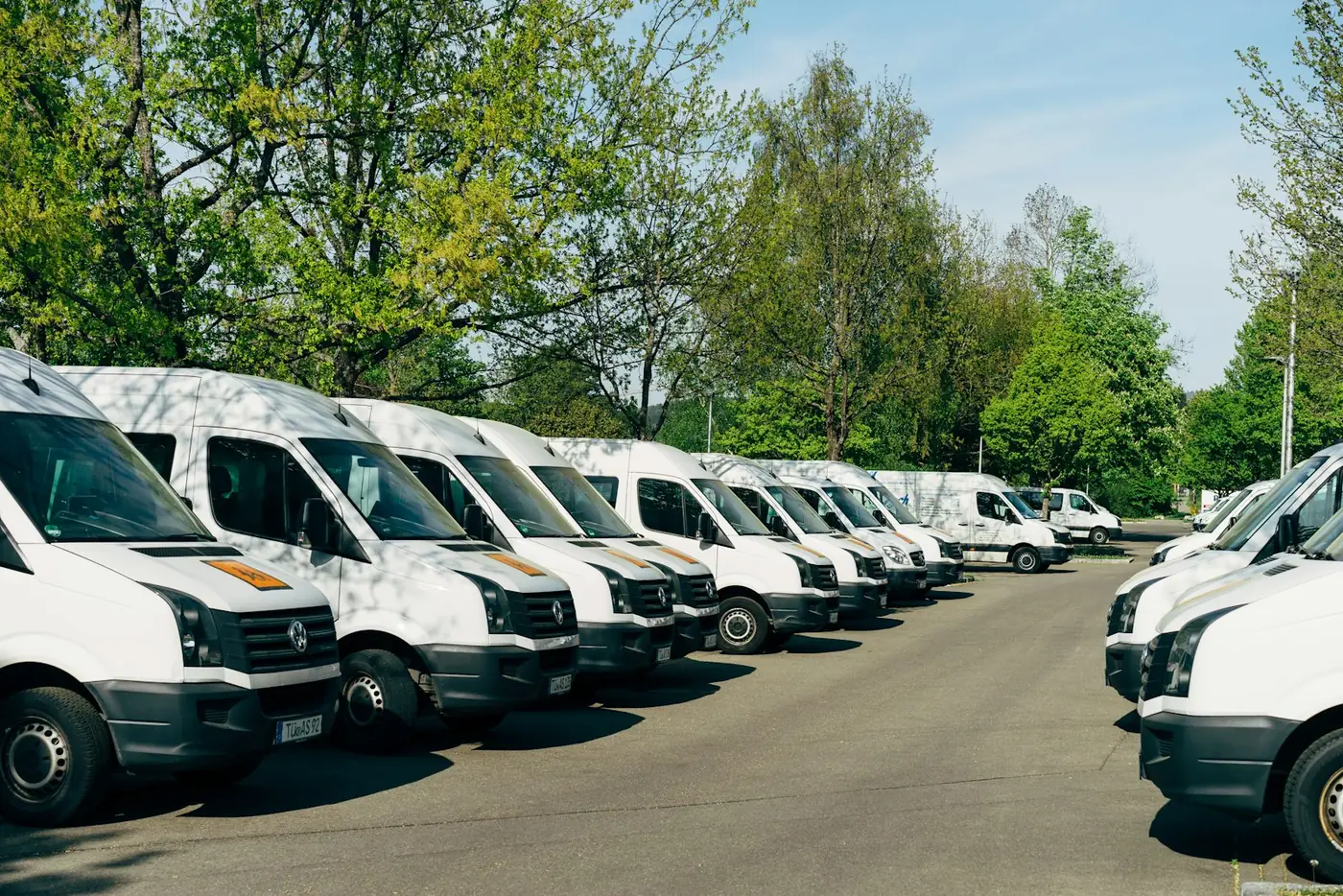 A fleet of vans