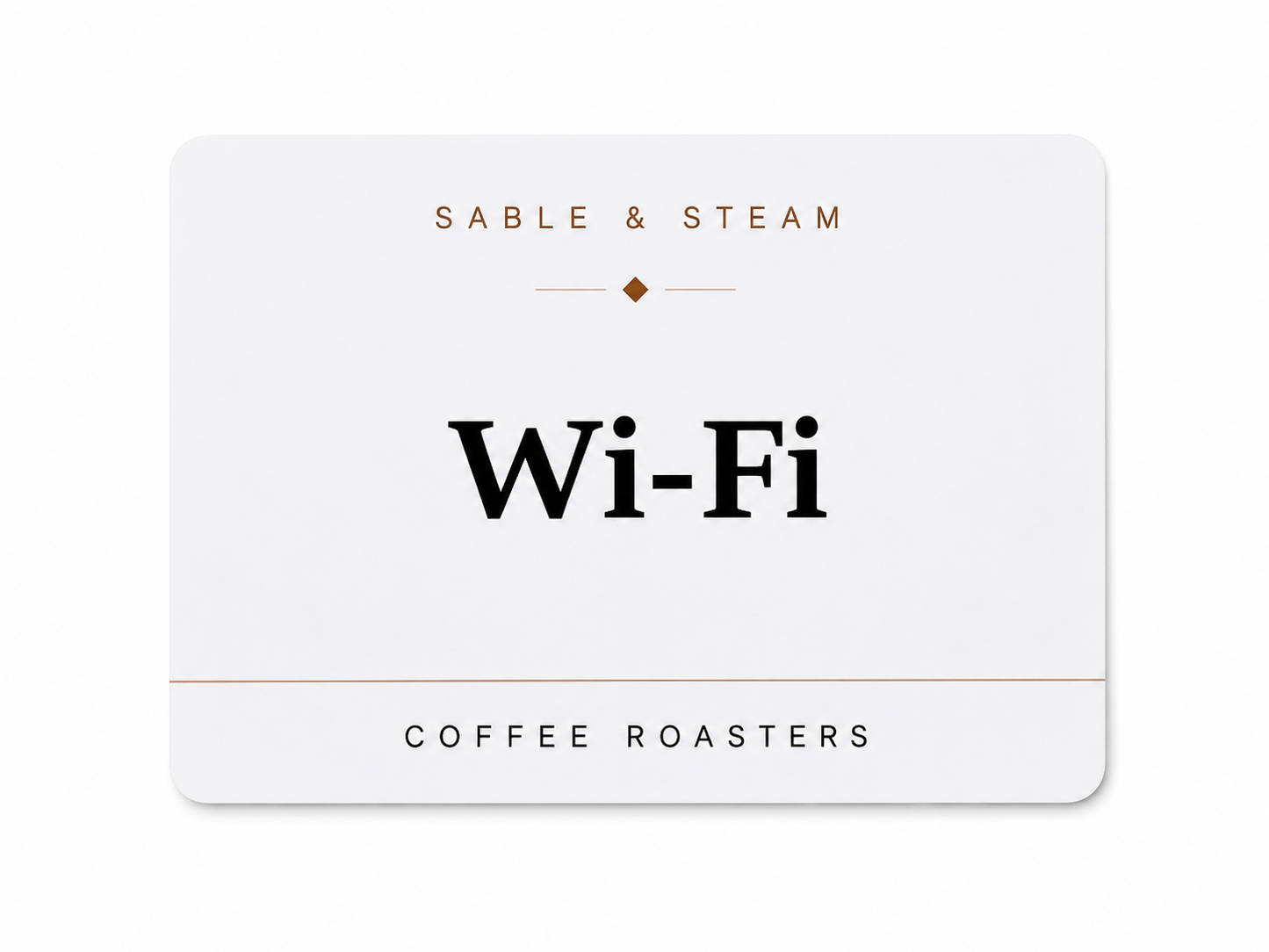 Sable & Steam Coffee Roasters Tap Card example — front design