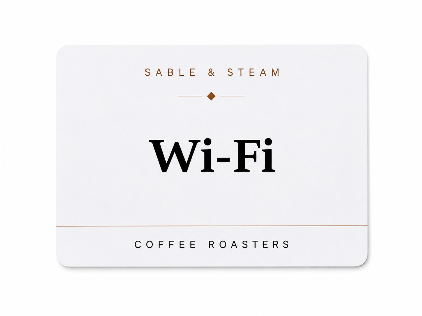 Sable & Steam Coffee Roasters Tap Card example — front design