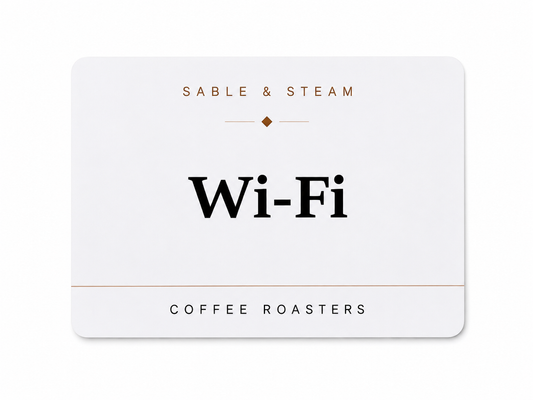 Sable & Steam Coffee Roasters Tap Card example — front design