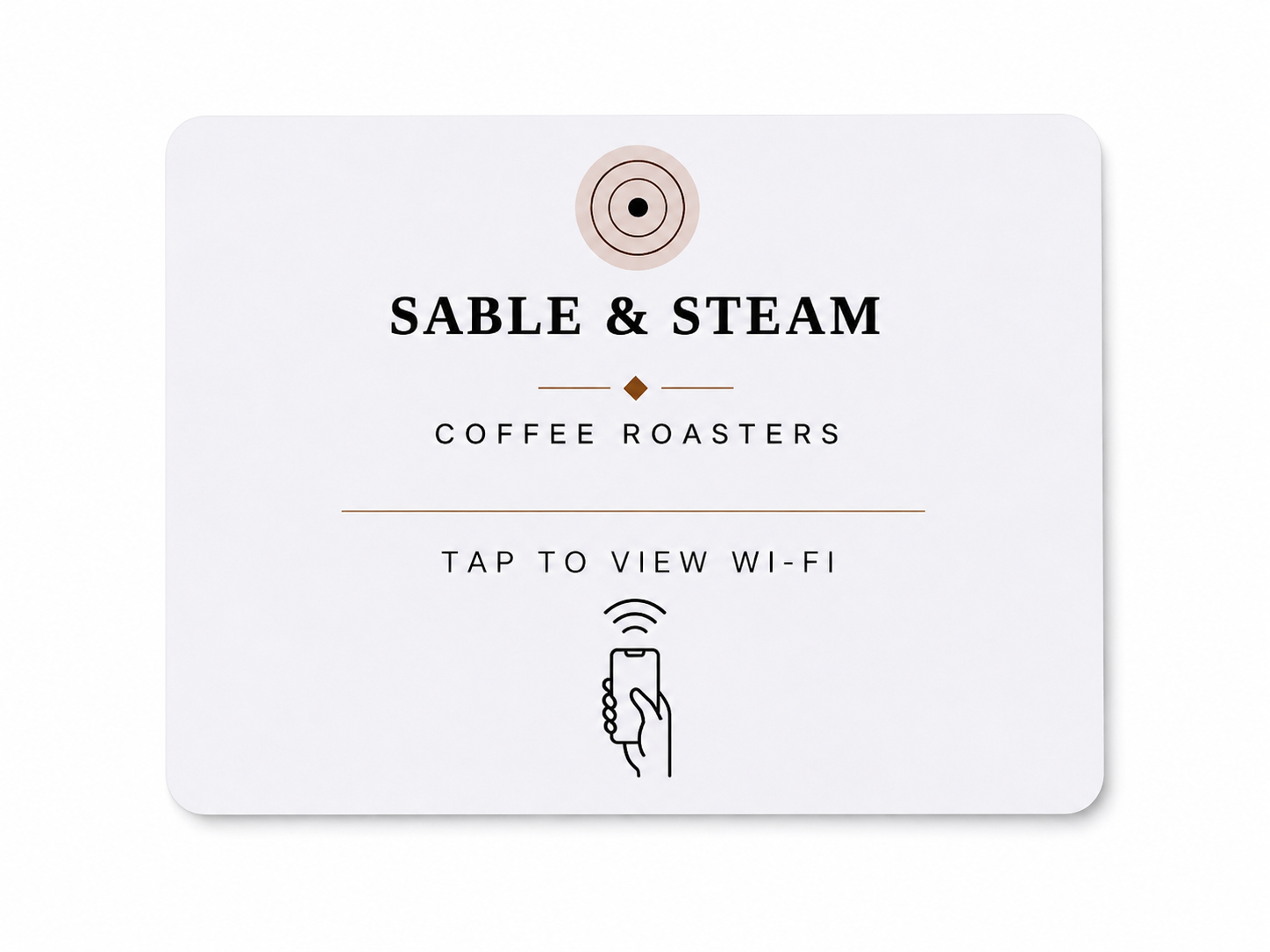 Sable & Steam Coffee Roasters Tap Card example — tap to view menu