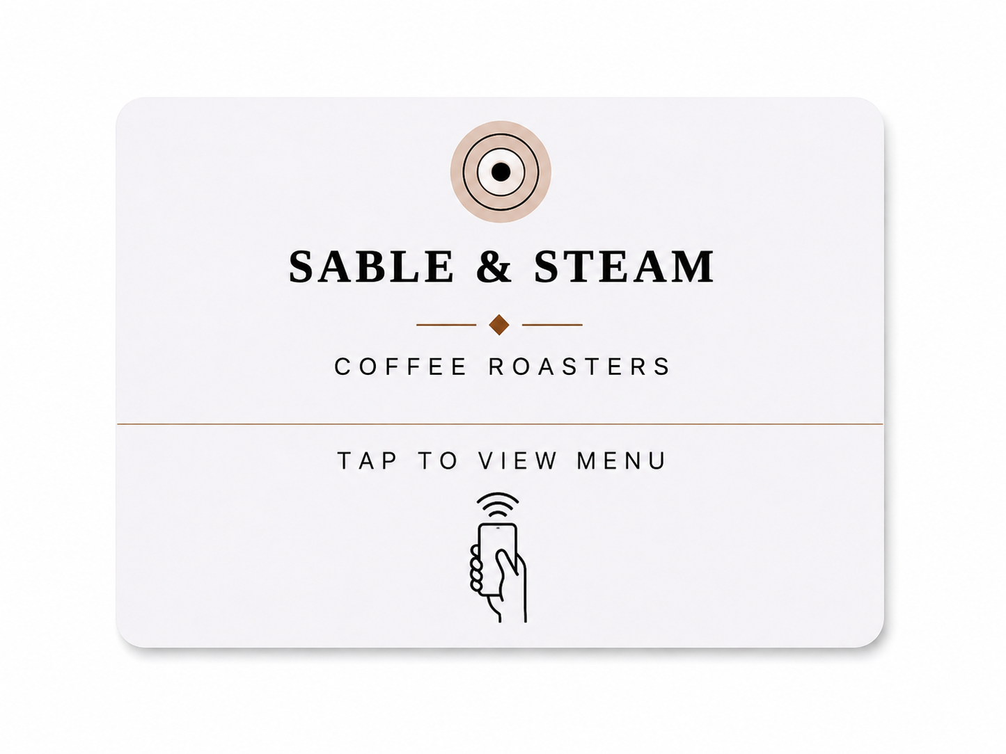 Sable & Steam Coffee Roasters Tap Card example — Wi-Fi front