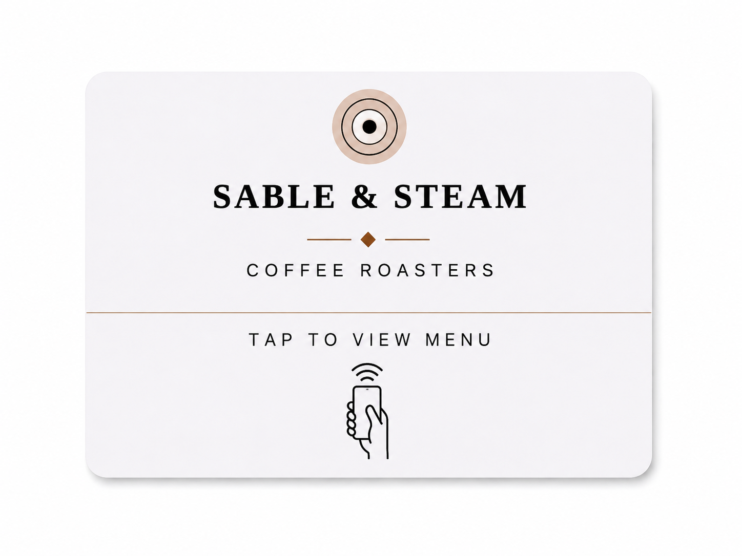Sable & Steam Coffee Roasters Tap Card example — Wi-Fi front
